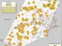 Map of Nash County showing agricultural district farms with orange 1/2‑mile buffers