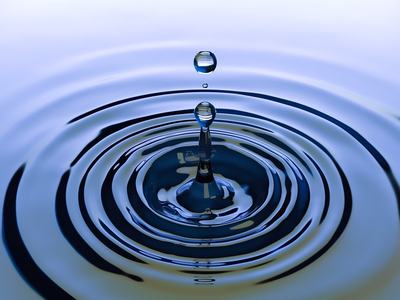 Water droplet in water rippling