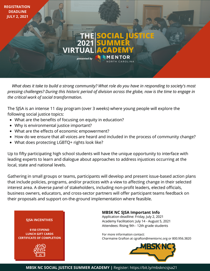 Social Justice Summer Academy flyer image