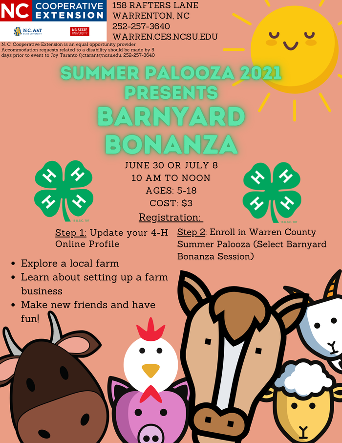 Cartoon sun and barnyard animals