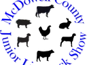 McDowell County Junior Livestock Show text encircling silhouettes of various farm animals