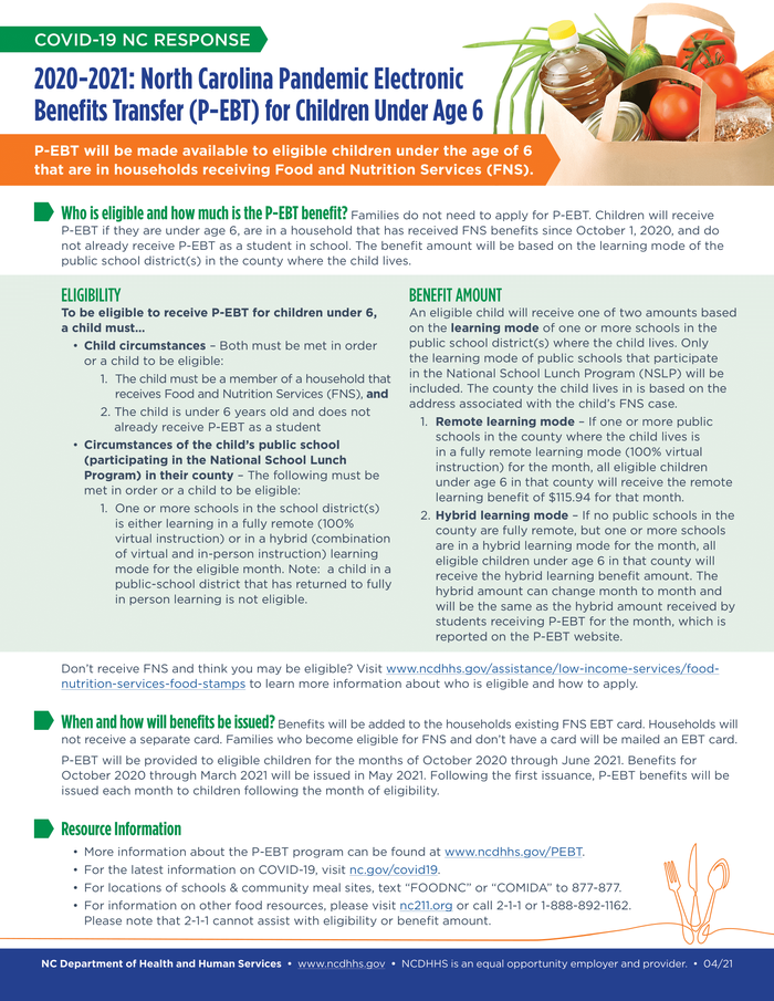 P-EBT Benefits flyer image
