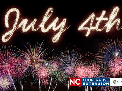 fireworks with gold July 4th and Extension logo