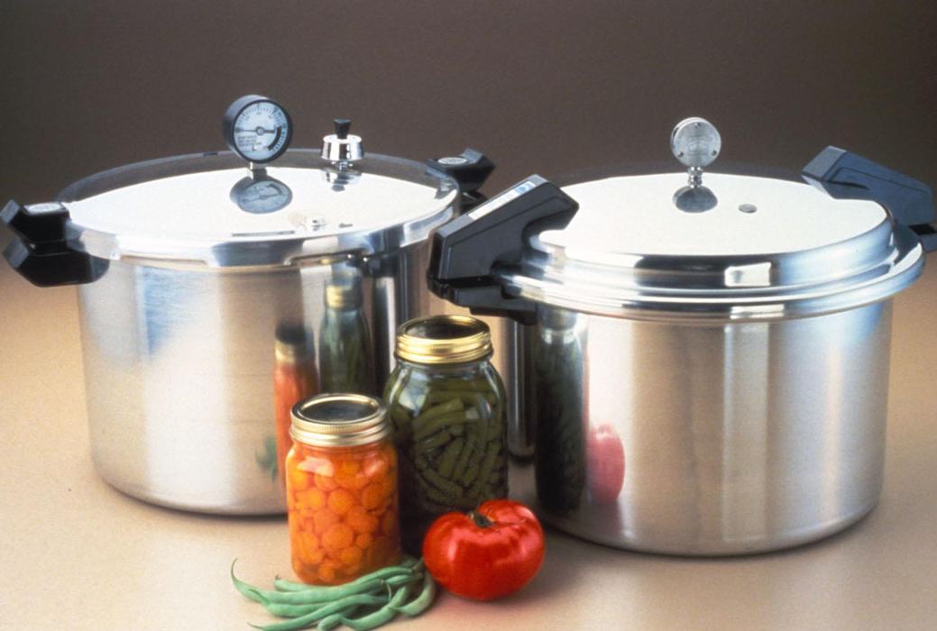 Pressure Cookers with canned goods.