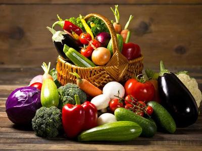 Fruits and vegetables in a basket