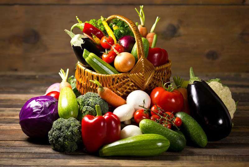 Fruits and vegetables in a basket