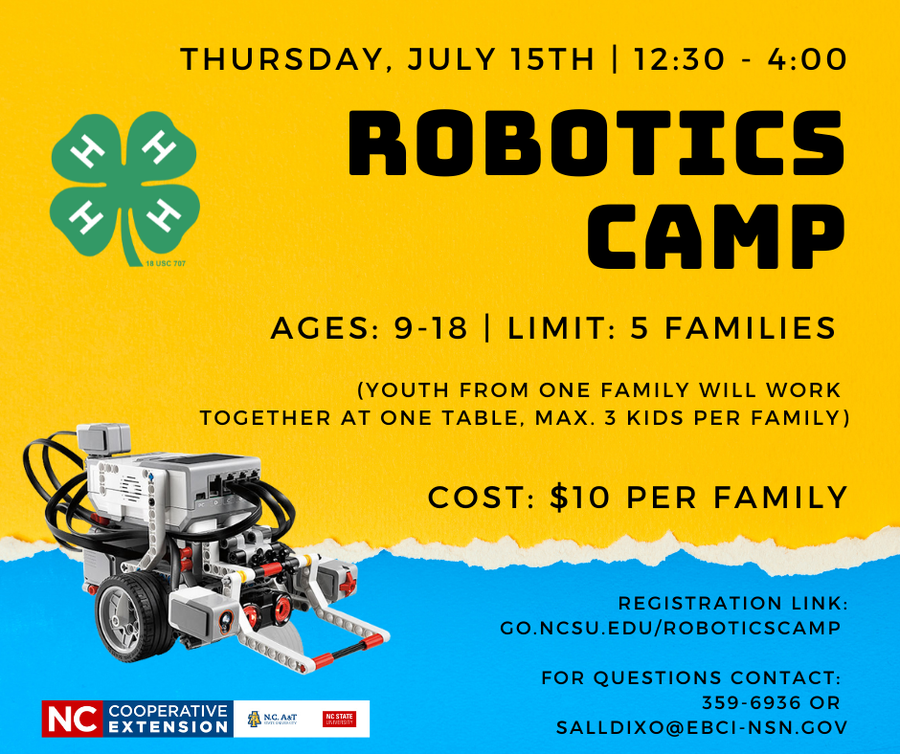 Information about Robotics Camp (included in the text below)
