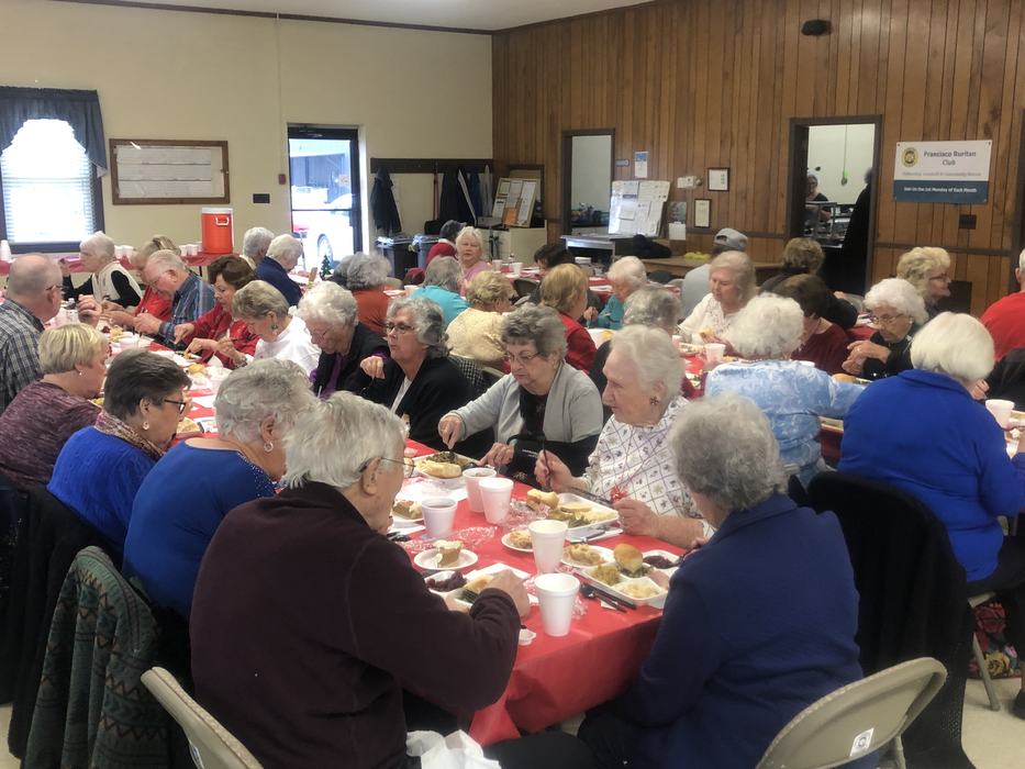 People eating around a table