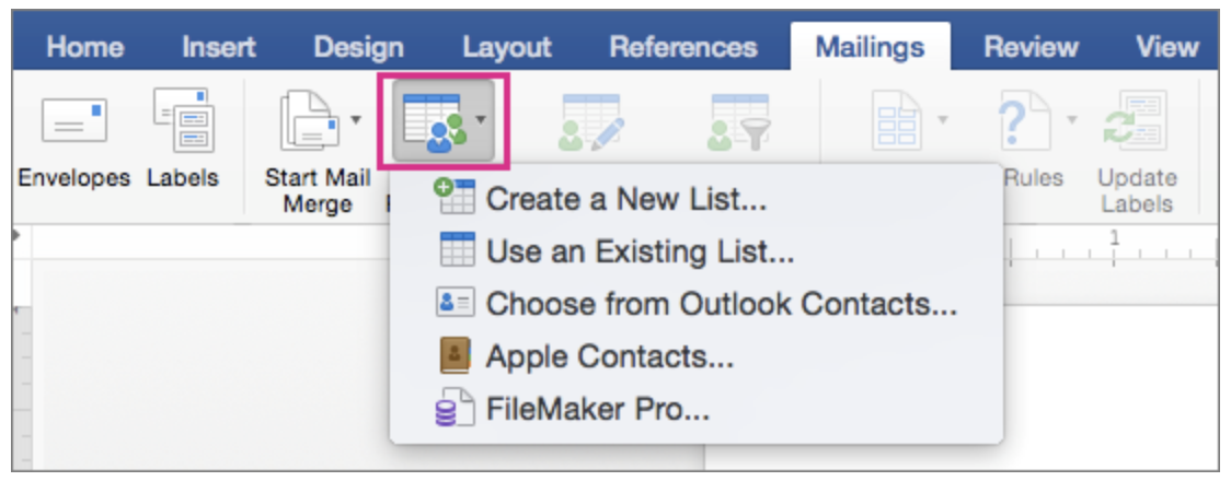 Use an Existing List option