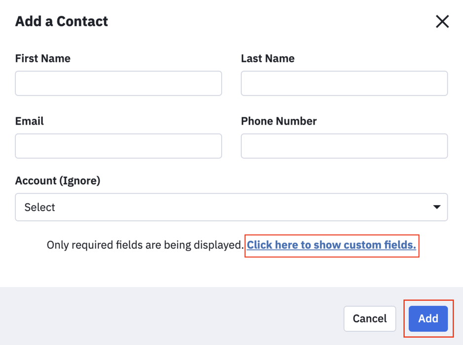 Add a Contact screen
