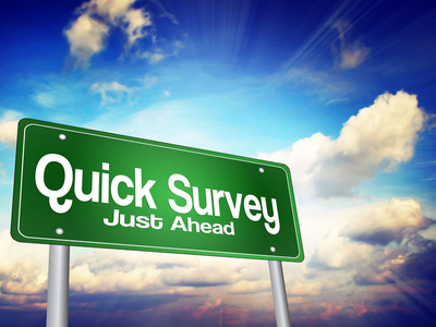 picture of sky with billboard say quick survey just ahead