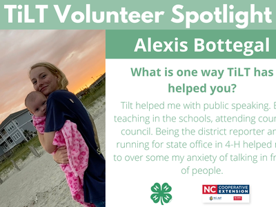Headshot of Katlyn Toney with following text to the right of image. TiLT Volunteer Spotlight. Katlyn Toney. What is your favorite memory from serving as a TiLT volunteer? I cannot chose a favorite. We had a lot of laughs in TiLT & took trips to some prett