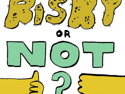 Risky or Not? Logo with thumbs up and thumbs down clip art