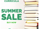 Stack of books and text: "NC 4-H CURRICULA", "SUMMER SALE", "BUY NOW" with NC State Extension logo