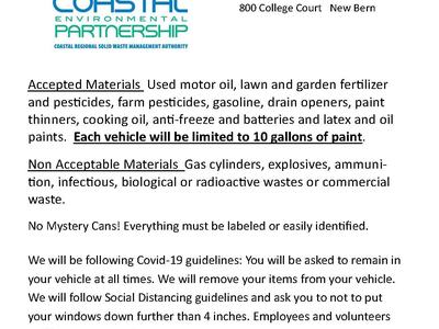 Household Hazardous Waste Recycling Event flyer