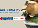 LAMB BURGERS title slide with burger photo and text "With Vincent Webb and Cole Maness"