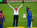 Medalist on podium