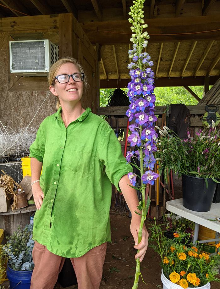 Woman holding flower