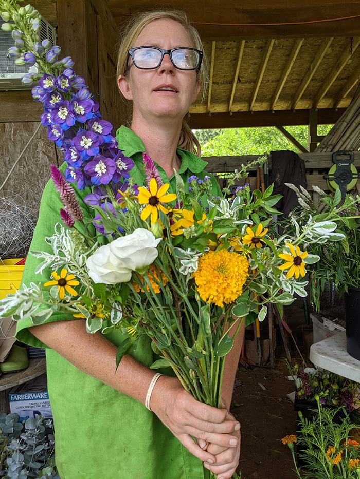 Woman holding bouquet