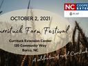 wheat field in background with words advertising Currituck Farm Festival and logos