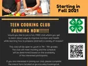 Two teens preparing vegetables; flyer text: "Teen Cooking Club, Starting in Fall 2021"