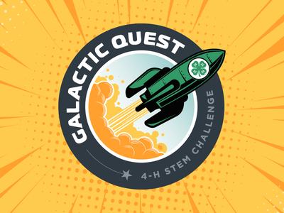 Galactic Quest logo with rocket and text "Galactic Quest" and "4‑H STEM Challenge"