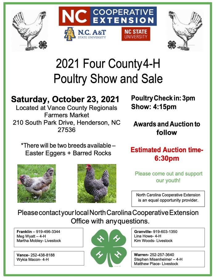 Four County 4-H Poultry Show and Sale