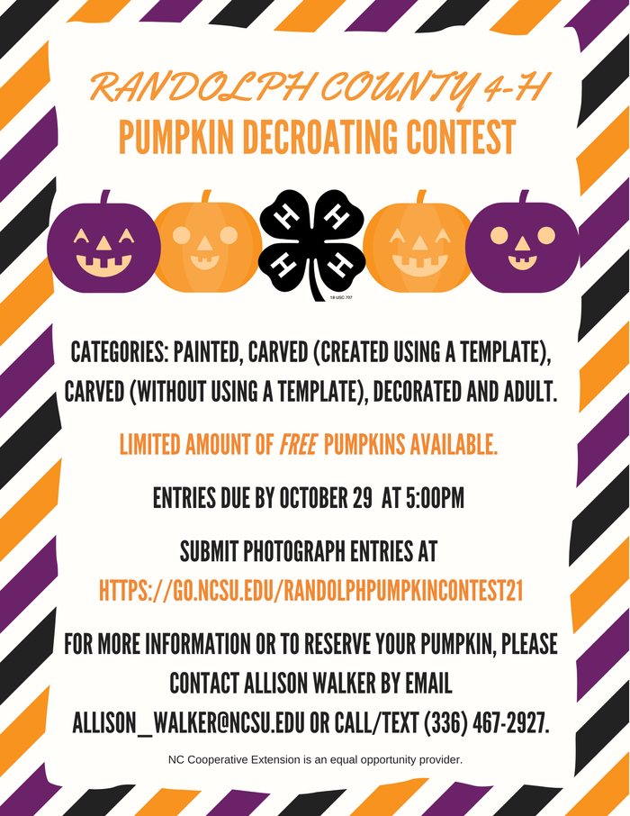 purple and orange pumpkins with information written on it