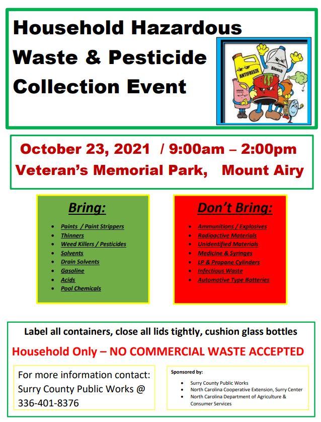 Hazardous Waste Collection Event flyer