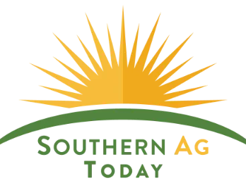 Stylized sun rising over green hill above text "SOUTHERN AG TODAY" (AG in yellow)