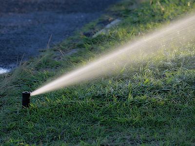 irrigation system watering lawn