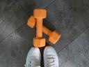 weights and white shoes