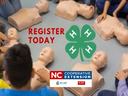 Students practicing CPR on manikins; text "REGISTER TODAY" and 4‑H clover logo