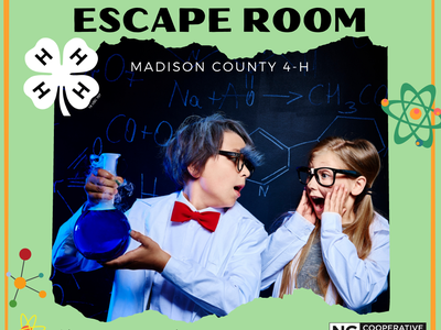Mad Scientist Escape Room — two children in lab coats holding a flask; Oct 22–23; register go.ncsu.edu/mad-scientist