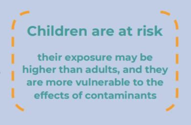 Children are at risk their exposure may be higher than adults, and they are more vulnerable to the effects of contaminants
