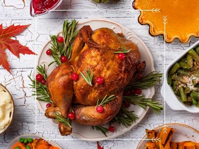 Holiday meal with turkey and sides