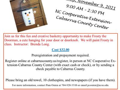 Frosty the Doorman door hanging; Tuesday, Nov 9, 2021, 9:00 AM–2:30 PM