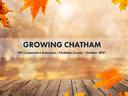 Autumn leaves over wooden deck; text: GROWING CHATHAM — NC Cooperative Extension, October 2021