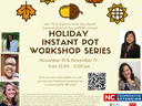 Flyer: FREE virtual Holiday Instant Pot Workshop Series — Nov 10 & Nov 19, 12:00–2:00 pm, QR code