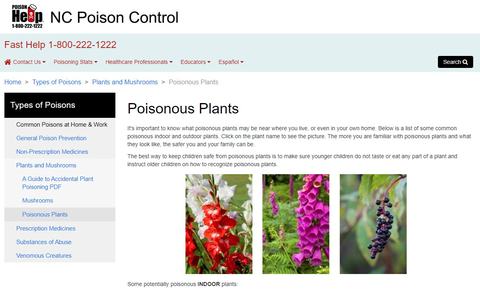 Home Page for Poison Control- Plants