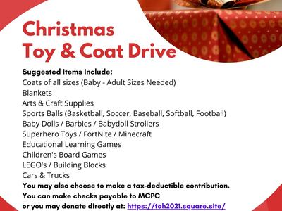 Christmas Toy & Coat Drive—drop off unwrapped gifts by Dec 3 at 203 W. Main St, Troy