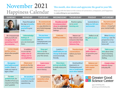 November 2021 Happiness Calendar