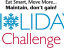 "'Eat Smart, Move More... Maintain, don't gain!' above HOLIDAY Challenge with snowflake O"