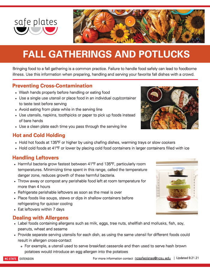 Fall Gatherings and Potlucks Safeplates informational