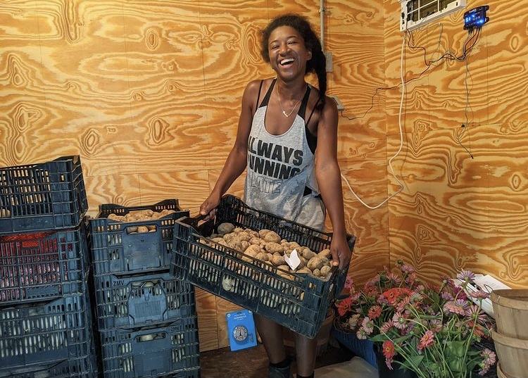 Victoria Cotten of Perry-Winkle Farms in their new CoolBot storage. Photo Credit: Debbie Roos
