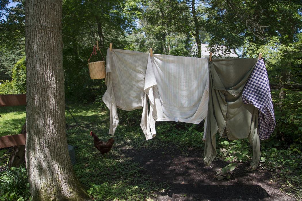 clothes hanging to dry
