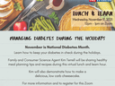 Flyer: Managing Diabetes During the Holidays — Lunch & Learn Wed Nov 17, 2021 12–1pm on Zoom