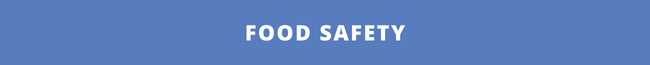 White capital letters "FOOD SAFETY" centered on a blue rectangular background.