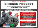 Coastal Plains Chicken Project poster — registration and payment due by January 13, 2021