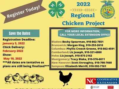 2022 Regional Chicken Project flyer; registration deadline Jan 5, 2022 and extension contacts